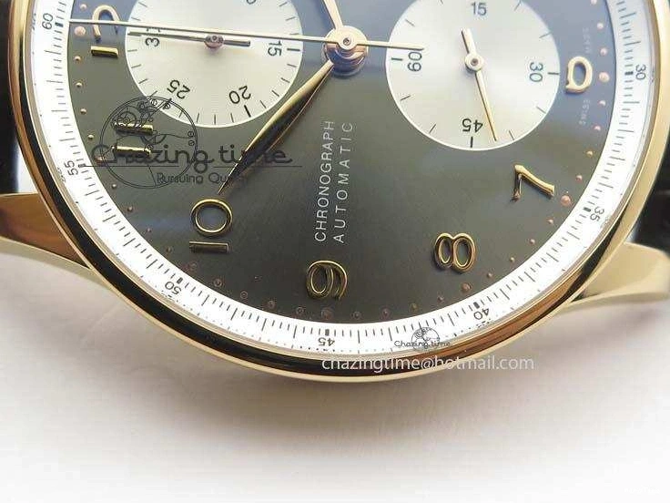 MIROTIME 0324 Portuguese Chrono RG IW371433 Jackie Chan ZF 1:1 Best Edition Gray Dial On Black Leather Strap A7750 V WrinkleFree 7273